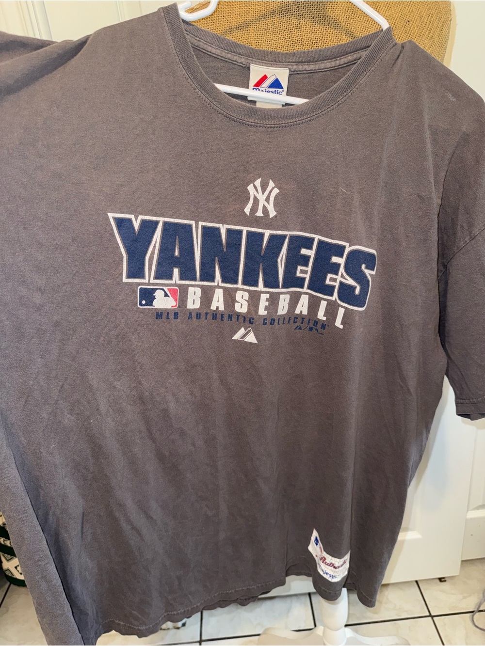 Majestic Gray Tee with Red & Blue Logo